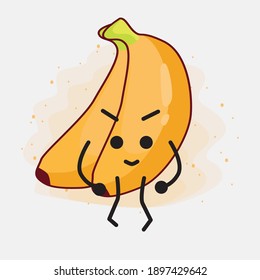 Ilustración del lindo personaje vectorial de la fruta bananera