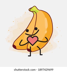 Ilustración del lindo personaje vectorial de la fruta bananera