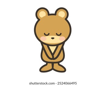 Illustration of a cute bear bowing his head and apologizing