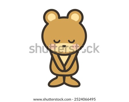 Illustration of a cute bear bowing his head and apologizing