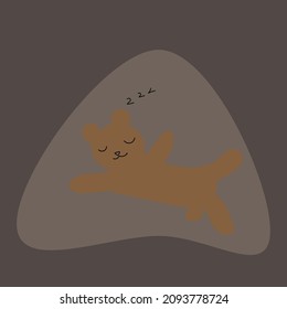 Illustration of a cute bear hibernating
