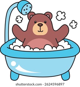 Ilustração de ícone de urso bonito.
Engraçado urso em elementos de atividades diárias.
bebê urso tomar um banho

