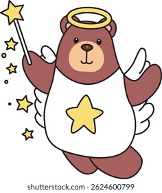 Ilustração de ícone de urso bonito.
Engraçado urso em elementos de atividades diárias.
urso bebê usando um traje de fada
