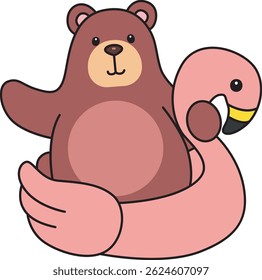 Illustration of cute bear icon.
Funny bear in daily activities elements.
baby bear wearing a flamingo tire

