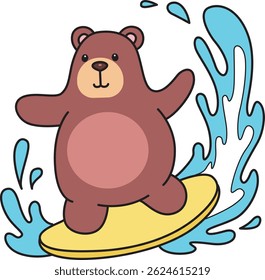 Illustration of cute bear icon.
Funny bear in daily activities elements.
baby bear playing a surfing
