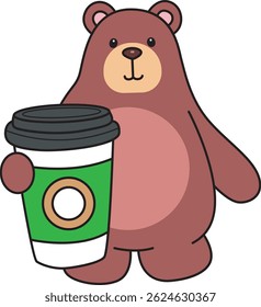 Illustration of cute bear icon.
Funny bear in daily activities elements.
baby bear bring a coffee
