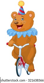 Illustration of cute bear on bicycle