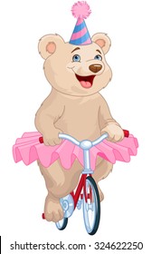 Illustration of cute bear on bicycle