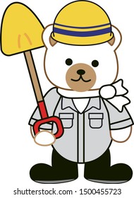 Illustration of a cute bear wearing work clothes.