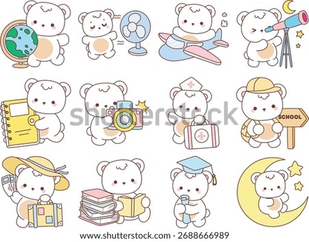 Illustration of cute bear winter icon. bear winter in the variation of smart and education