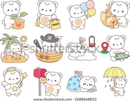 Illustration of cute bear winter icon. bear winter in the variation of random activity