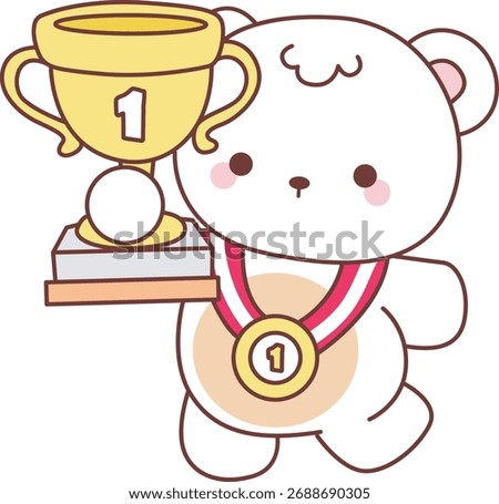 Illustration of cute bear winter icon. bear winter is the winner