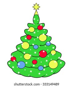Illustration of the cute beautiful Christmas tree on white background