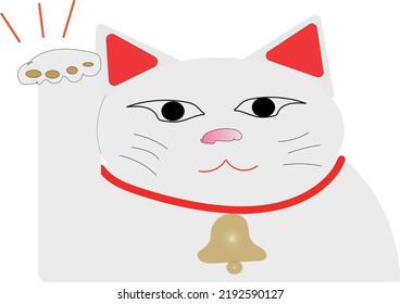 Illustration of a cute beckoning cat