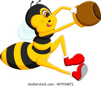 illustration of cute bee cartoon