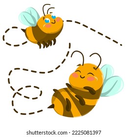 Illustration of cute bees on white background