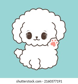 Illustration Of A Cute Bichon Frise. Cute Little Illustration Of Dog For Kids, Baby Book, Fairy Tales, Covers, Baby Shower Invitation, Textile T-shirt. Vector Illustration Of A Cute Pet.