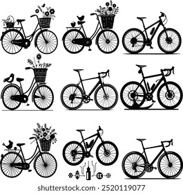An illustration of cute bicycle designed silhouette in vector format