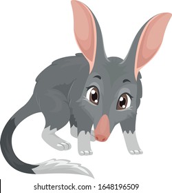 Illustration of a Cute Bilby with Long Muzzle and Big Ears