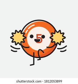 An illustration of Cute Billiard Ball  Vector Character 