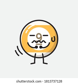 An illustration of Cute Billiard Ball Vector Character