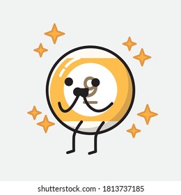 An illustration of Cute Billiard Ball Vector Character