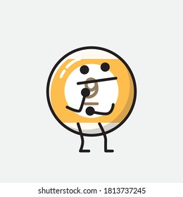 An illustration of Cute Billiard Ball Vector Character