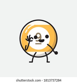 An illustration of Cute Billiard Ball Vector Character