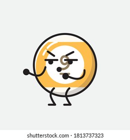 An illustration of Cute Billiard Ball Vector Character