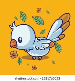 Illustration of a cute bird character in a vector pose