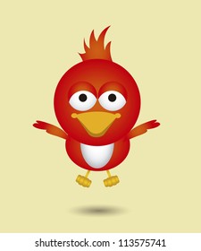 illustration of cute bird flying, isolated on light background, vector illustration