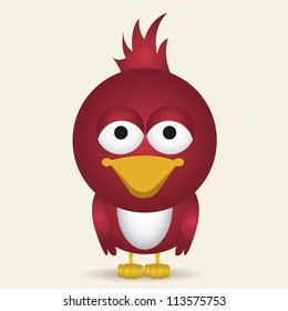 illustration of cute bird, isolated on light background, vector illustration