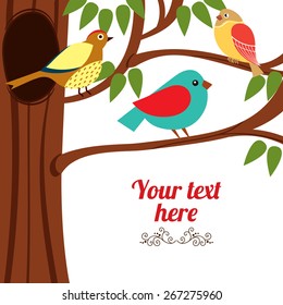 Illustration with cute birds