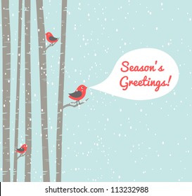 Illustration of cute birds celebrating Christmas.