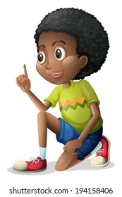 Illustration of a cute Black kid on a white background
