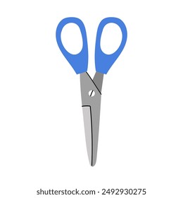 An illustration of cute blue office scissors. Paper cutting tool. Back to school icon.