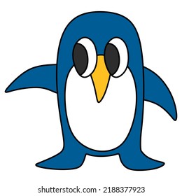 An illustration of a cute blue penguin