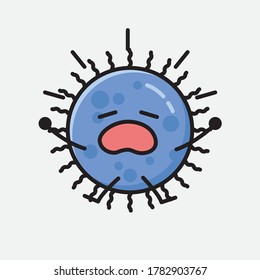 Ilustración de un carácter de vector de virus azul puro