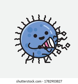 Ilustración de un carácter de vector de virus azul puro