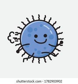 Ilustración de un carácter de vector de virus azul puro