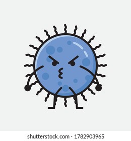 Ilustración de un carácter de vector de virus azul puro