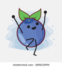 Ilustración de un lindo personaje vectorial de frutos de arándano azul