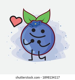 Ilustración de un lindo personaje vectorial de frutos de arándano azul