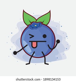 Ilustración de un lindo personaje vectorial de frutos de arándano azul