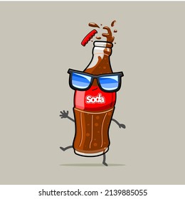 illustration of cute bottled soda icon