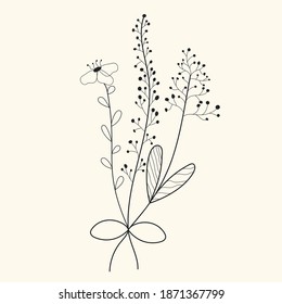 illustration of a cute bouquet of flowers. Hand style