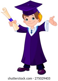 Illustration of cute boy graduates 