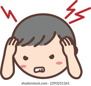 Illustration of a cute boy. he is annoyed