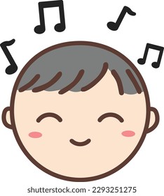 Illustration of a cute boy. he is having fun