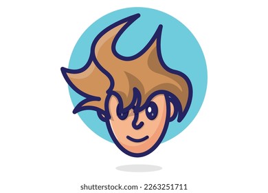 Illustration of a cute boy head vector white background